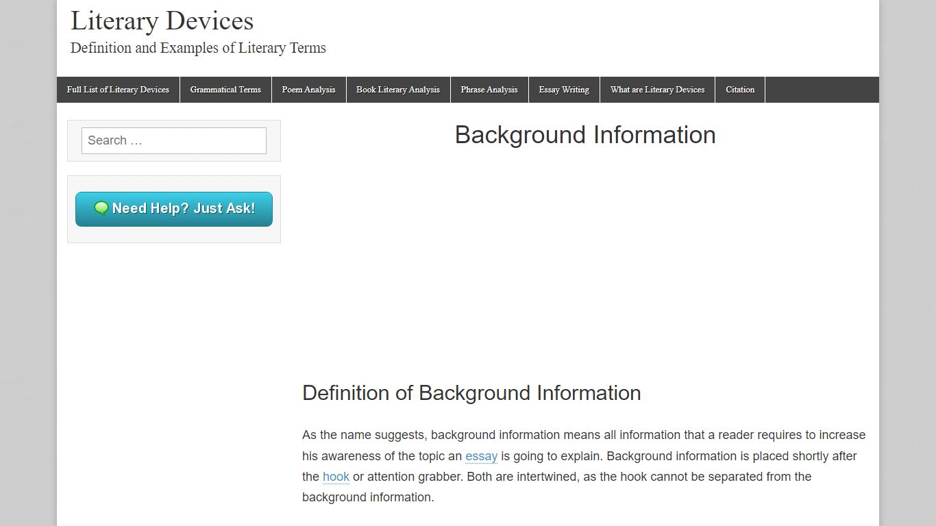 Examples and Definition of Background Information - Literary Devices